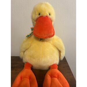 Vintage 18" Plush Gund Yellow Duck Duckster Hugs & Kisses #1090 Beak Squeaks